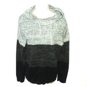 Express Hooded Sweater Women's Size M Black, Gray Long Sleeves Pullover Cotton